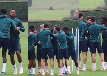 VIDEO: Watch how Arsenal players welcomed Thomas Partey back to training after injury layoff