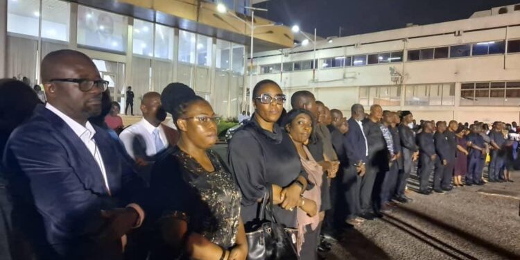 GFA president join government and family to receive mortal remains of late E.T Mensah at Airport