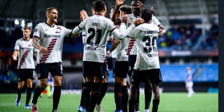 Ghanaian defender Jeremie Frimpong scores in Leverkusen’s away win over Molde