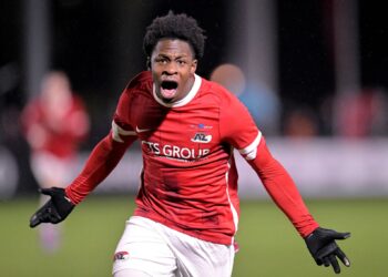Ghanaian teen forward Jayden Addai scores ninth goal of the season for Alkmaar at Emmen in Netherlands