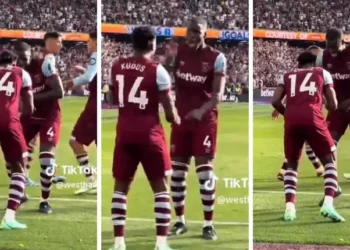 VIDEO: Watch the moment Mohammed Kudus performed viral ‘Terminator’ dance with Kurt Zouma after goal against Newcastle