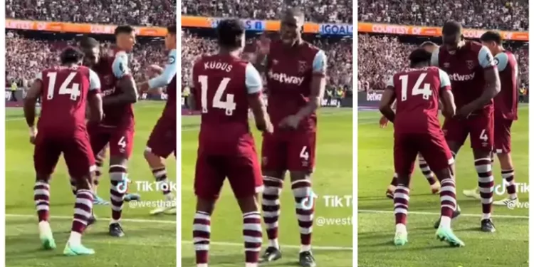 VIDEO: Watch the moment Mohammed Kudus performed viral ‘Terminator’ dance with Kurt Zouma after goal against Newcastle