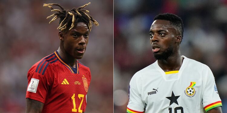 Spanish youngster Nico Williams reacts to his big brother Inaki Williams’ debut Black Stars goal