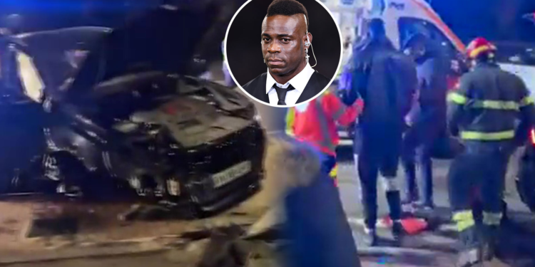 VIDEO: Mario Balotelli cheats death after smashing his car into wall in horror accident