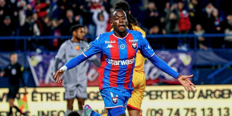 Ghanaian forward Godson Kyeremeh scores first goal this season for Caen in France
