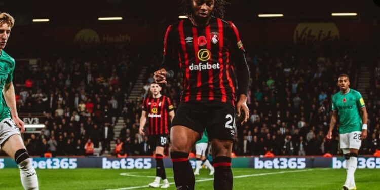 Ghana International Antoine Semenyo reacts to Bournemouth’s win over Newcastle