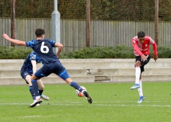 English-born Ghanaian Samuel Amo-Ameyaw scores for Southampton Youth against Derby