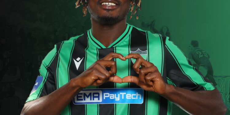 Ghanaian forward Eric Appiah scores for Olympiakos Nicosia in Cyprus