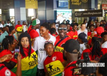Black Queens arrive to rousing welcome at KIA after 2024 WAFCON qualification [+Photos]