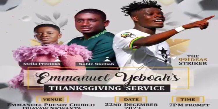Ghanaian striker Emmanuel Yeboah to host thanksgiving service in Duayaw Nkwanta for a prosperous year
