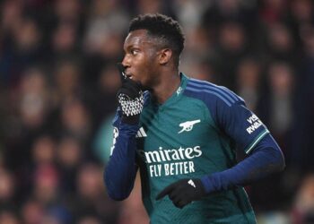 Ghana target Eddie Nketiah scores for Arsenal against PSV in Champions League