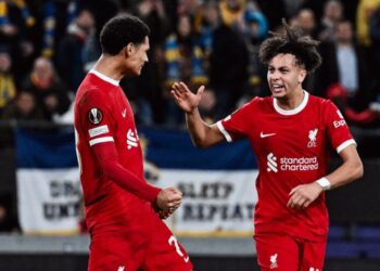 Jarell Quansah scores for Liverpool in Europa League