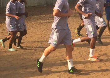 Leone Stars of Sierra Leone training on Grassless Pitch