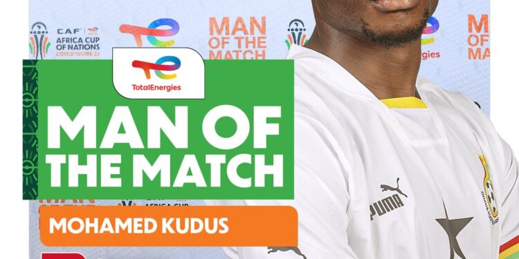 2023 AFCON: Kudus Mohammed named Man-Of-The-Match award in Ghana’s 2-2 draw against Egypt