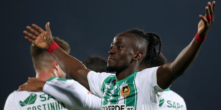 Ghana’s Emmanuel Boateng scores for Rio Ave in Liga Portugal against Estoril Praia