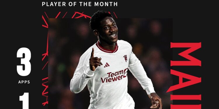 Ghanaian midfielder Kobbie Mainoo named Manchester United Player of the Month