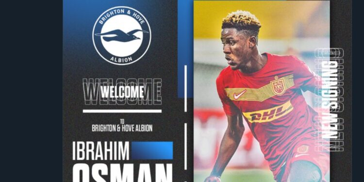 Brighton and Hove Albion announce signing of Ghanaian youngster Ibrahim Osman from Nordjaelland