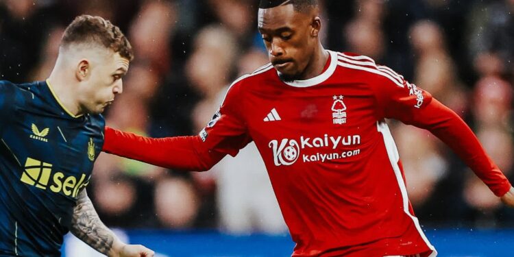 Ghana target Callum Hudson-Odoi scores for Nottingham against Newcastle United in Premier League