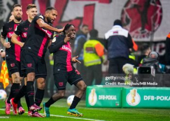 Ghanaian defender Jeremie Frimpong scores for Bayer Leverkusen in German Cup semifinal win over Fortuna Düsseldorf