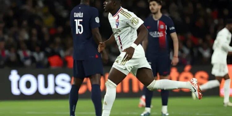 Ghana winder Ernest Nuamah scores for Lyon in defeat to PSG