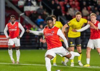 Ghanaian footballer Jaydan Addai on target for Jong AZ Alkmaar in Dutch Eerste Divisie
