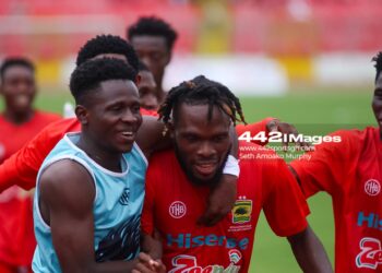 Asante Kotoko hero Steven Mukwala celebrates Hearts of Oak’s defeat