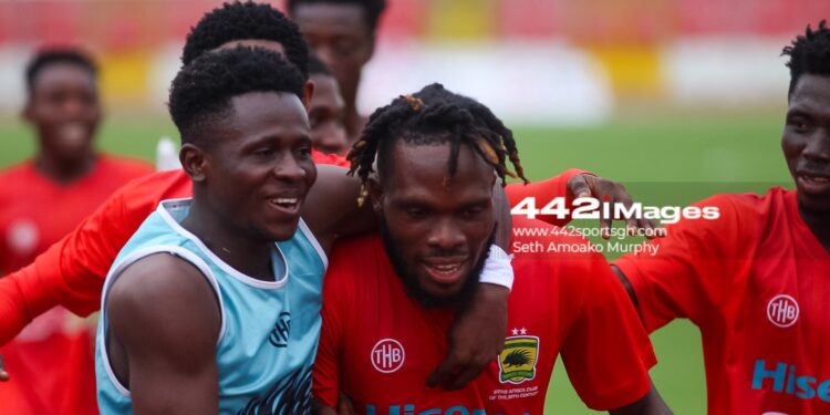 Asante Kotoko hero Steven Mukwala celebrates Hearts of Oak’s defeat