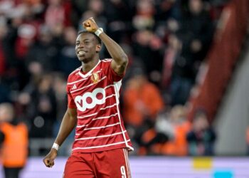 Ghanaian forward Kelvin’s Yeboah scores for Standard Liège against Oud-Haverlee Leuven