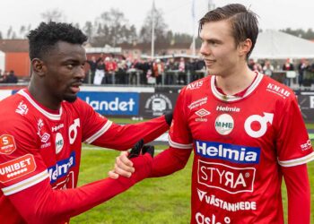 Ghanaian defender Nasiru Moro scores in Degerfors’ 4-1 victory over Örgryte in the Swedish Superettan