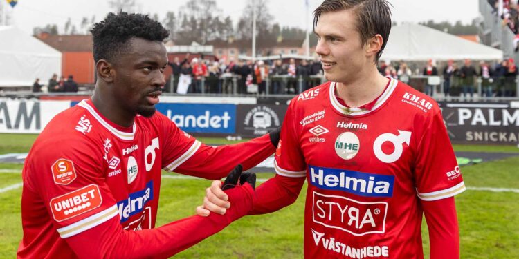 Ghanaian defender Nasiru Moro scores in Degerfors’ 4-1 victory over Örgryte in the Swedish Superettan