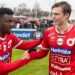 Ghanaian defender Nasiru Moro scores in Degerfors’ 4-1 victory over Örgryte in the Swedish Superettan