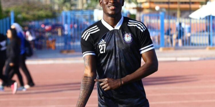 Ghanaian forward Benjamin Bernard Boateng scores for Al Ittihad against Al Ahly