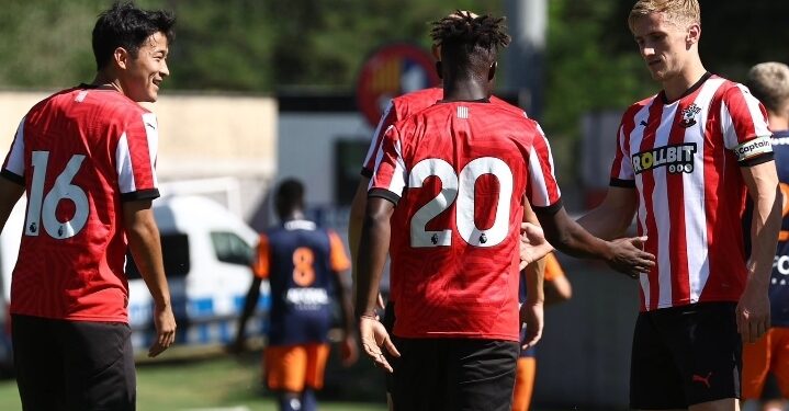 Ghanaian forward Kamaldeen Sulemana scores for Southampton against Montpellier