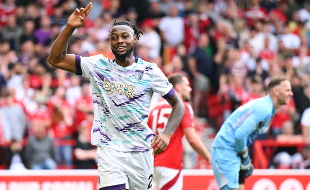 Ghanaian striker Antoine Semenyo on target for AFC Bournemouth against Nottingham Forest in Premier League opener