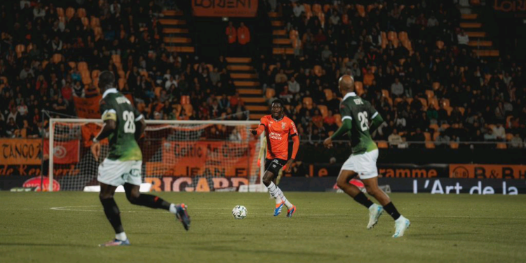 Nathaniel Adjei rejoices in Lorient victory in France