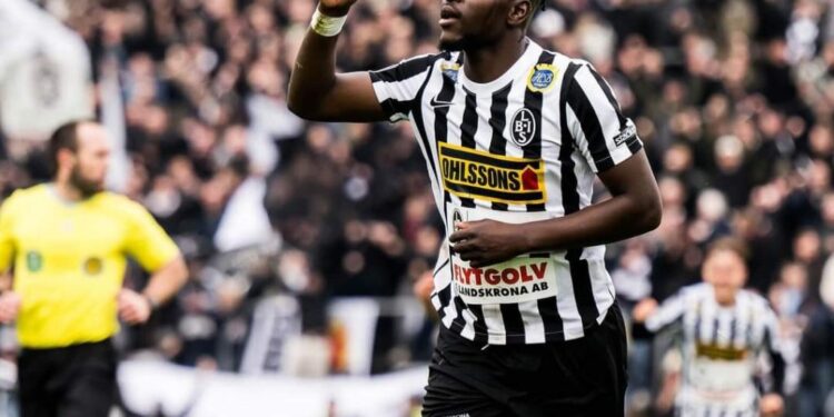 Kofi Fosuhene Asare scores in Landskrona BoIS’s victory over IK Oddevold in Swedish Superettan