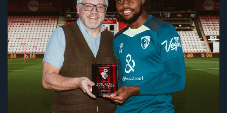 Ghana’s attacker Antoine Semenyo wins Player-Of-The-Month award at Bournemouth
