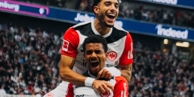 German-born Ghanaian forward Ansgar Knauff scores in Frankfurt’s emphatic win over Bochum