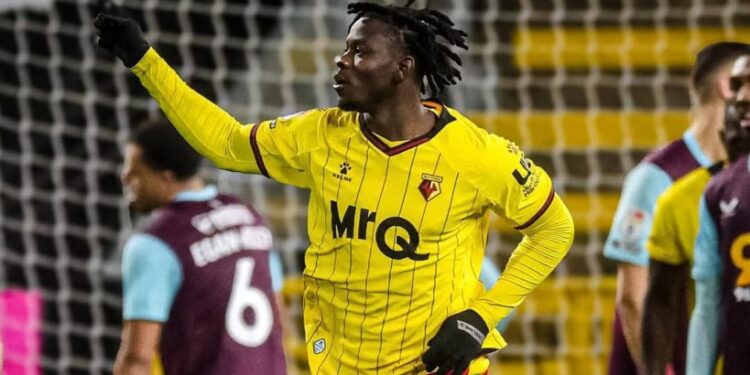 English-Ghanaian forward Kwadwo Baah scores in Watford defeat to Burnley