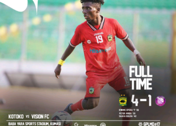 Ghana Premier League: Asante Kotoko extend unbeaten run with dominant 4-1 victory over Vision FC
