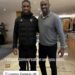 Black Stars coach Otto Addo meets Belgium star of Ghanaian descent Pierre Dwomoh in London