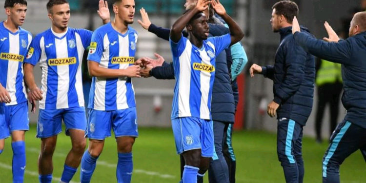 Samuel Owusu scores for OFK Beograd against Radnicki