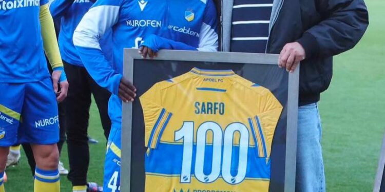 Ghana winger Kingsley Sarfo honoured after making historic 100th appearance for APOEL Nicosia