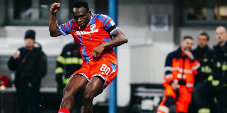 Ghanaian forward Prince Kwabena Adu provides assist on injury return for Viktoria Plzen