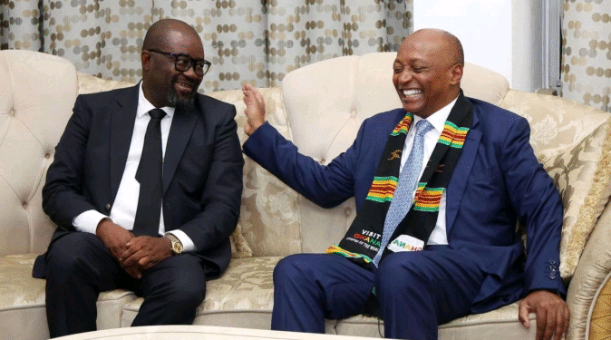 CAF president Patrice Motsepe pays courtesy call on Ghana president John Mahama