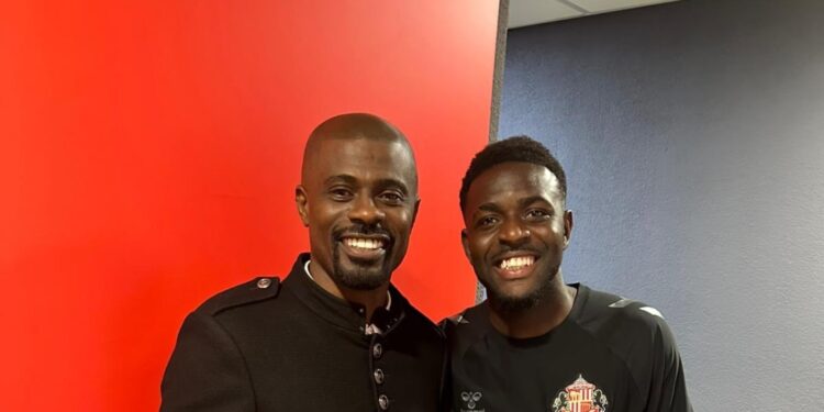 George Boateng meets joyful Salis Samed after Sunderland reach Championship Play-Off final