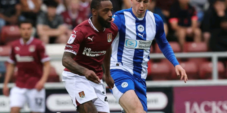 Tariq Fosu scores for Northampton against Wigan