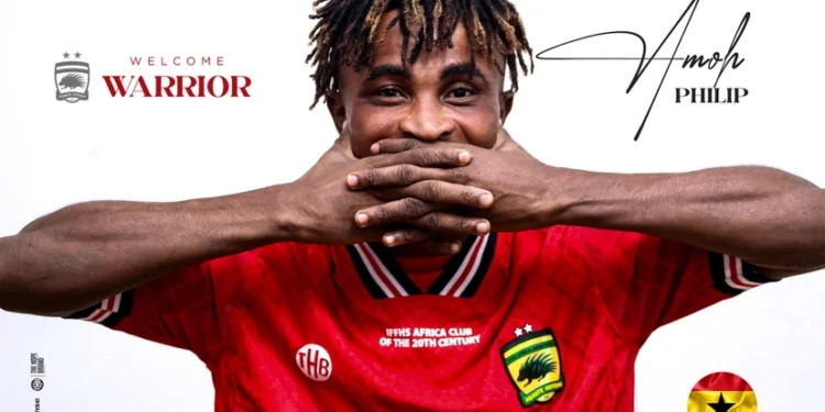 Asante Kotoko announce signing of winger Philip Amoh on a three-year deal