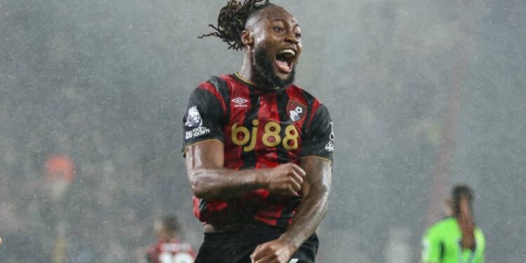 Ghana’s Antoine Semenyo celebrates Bournemouth’s rise to second after stunning win over Fulham