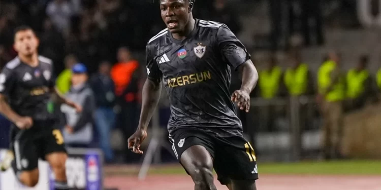 Ghanaian forward Emmanuel Addai scores again for Qarabağ FK against Karvan Yevlakh
